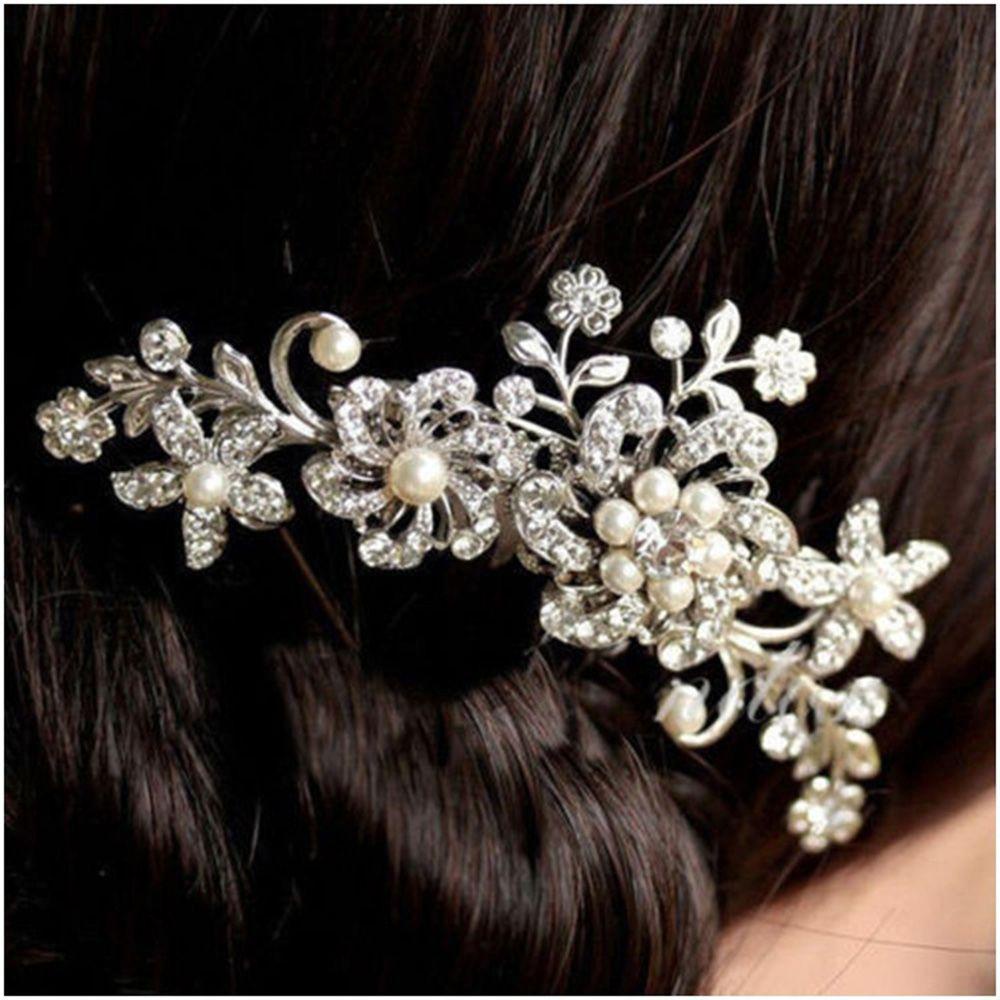 Nickolas1 Sisir Rambut Mutiara Bunga Pengantin Wanita Aksesoris Rambut Flower Wedding Hairclip