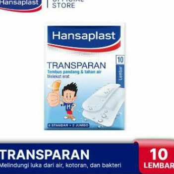 Hansaplast Plester TRANSPARAN tahan air (10 pcs ) 8 standart + 2 jumbo.
