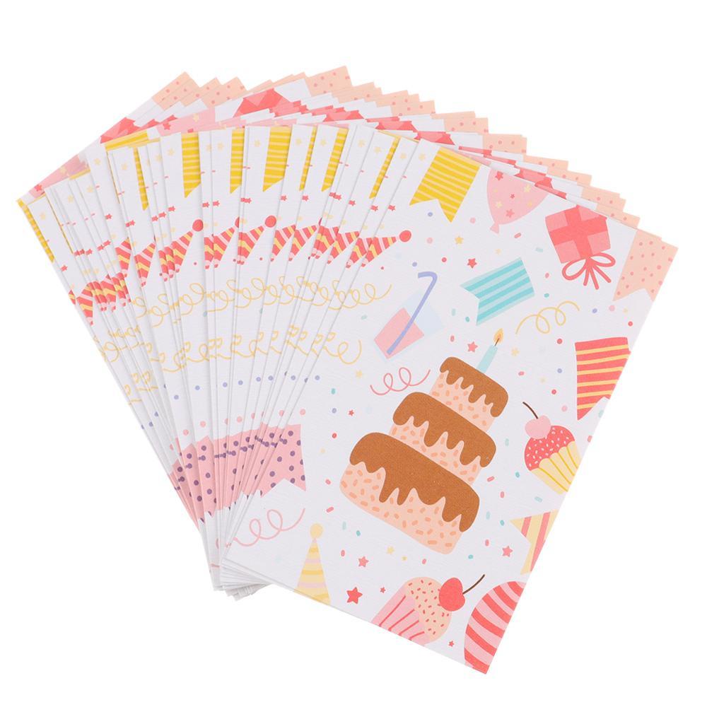 Solighter 30PCS Paket Kartu Happy Birthday Insert Bungkus Kado Undangan Cardstock Kartun Hewan