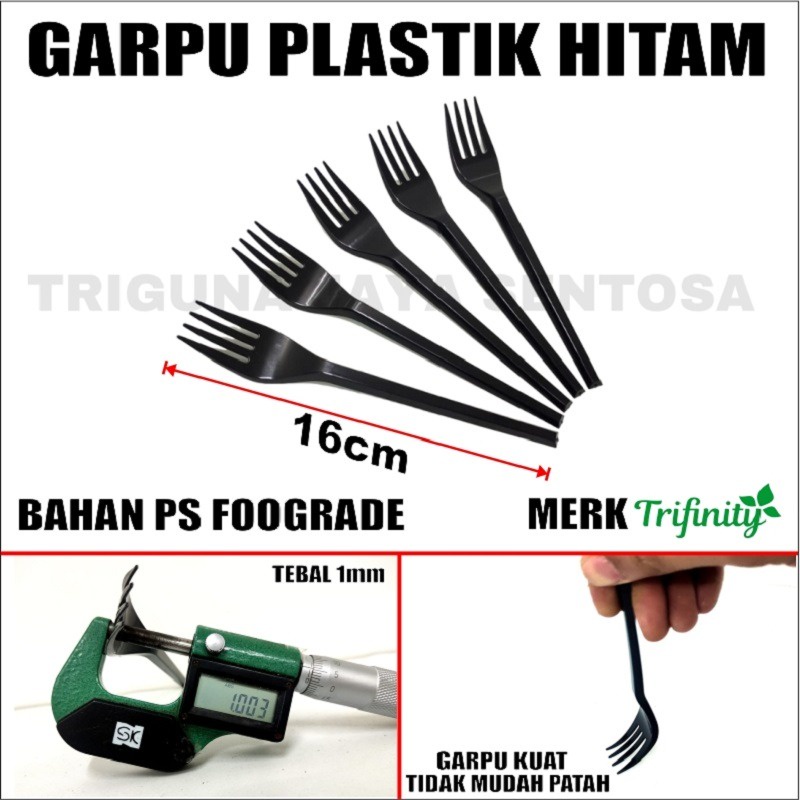 Garpu makan hitam 25 pcs Pack garpu plastik panjang murah Surabaya