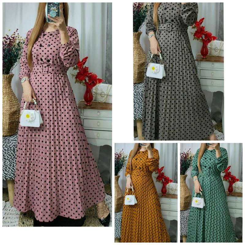GAMIS PLISKET SABUK BUSUI GAMIS POLKADOT VOXY PREMIUM