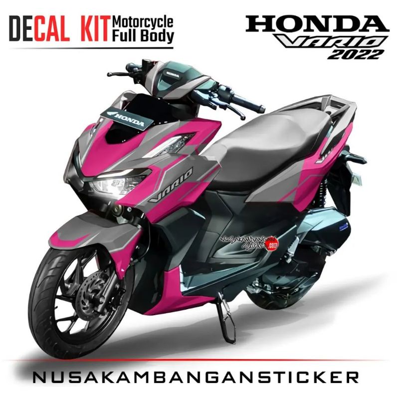 Decal Stiker Motor Honda Vario 160 New Full Body Pink Abu abu Grafis Racing Team Sticker Custom Vari