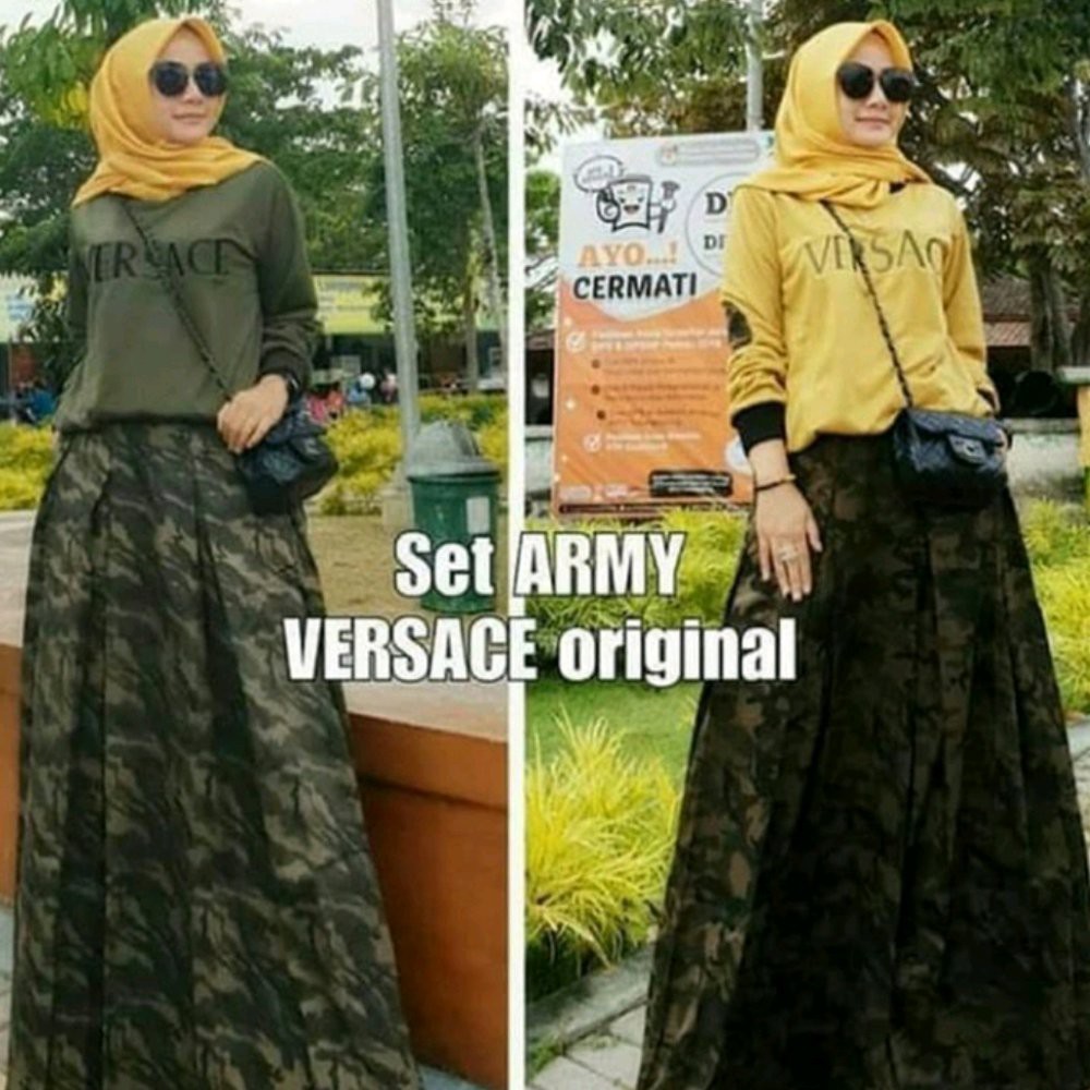 TERLARIS Setelan dress army Versace muslimah