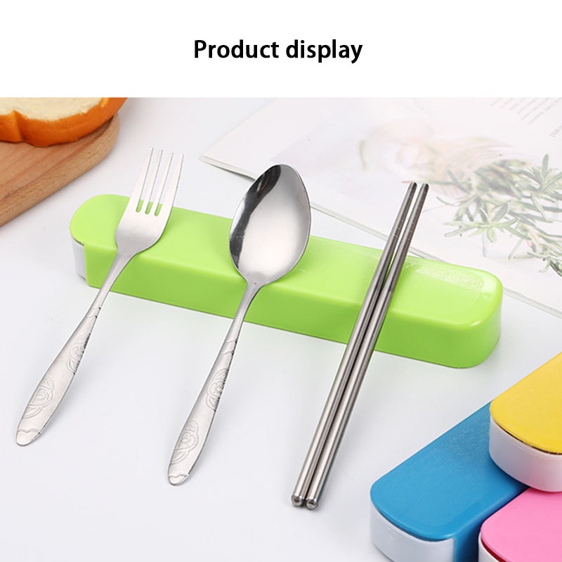 COD 4PCS/ set  Makan Travel Korea Sumpit Garpu Portable Sendok Stainless Steel 410 Fashion Import Korea Murah