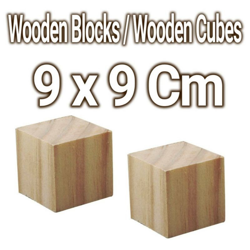 Wooden Blocks 9x9cm wooden cube balok kayu kubus bahan craft dekorasi