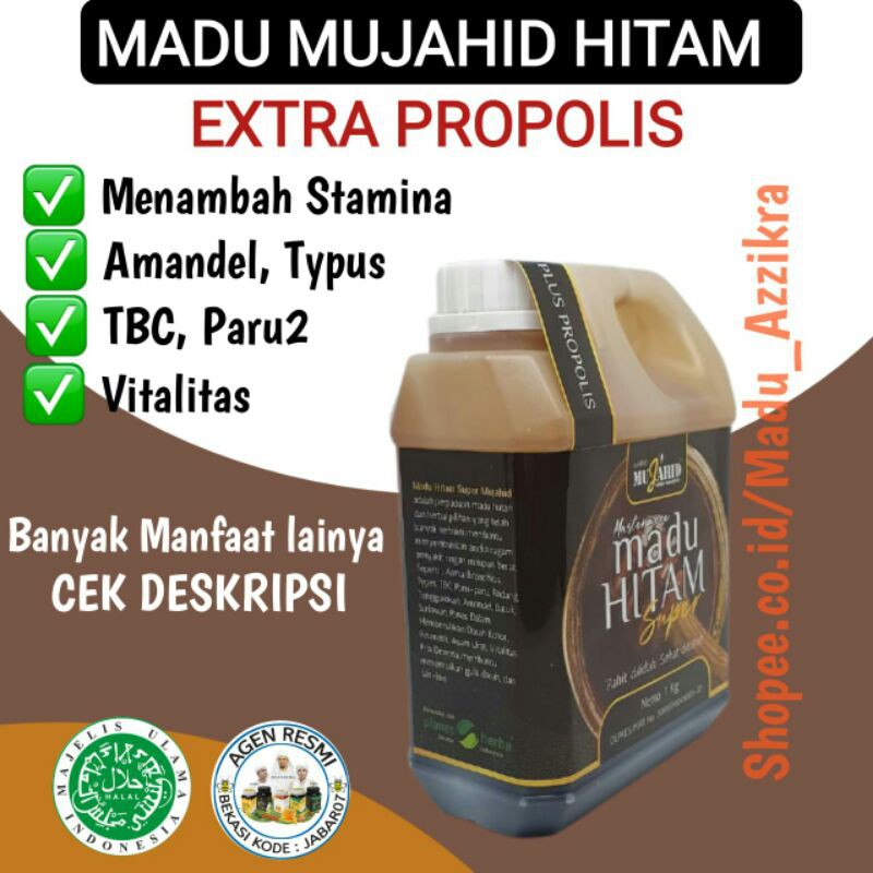 

Madu Hutan Hitam Pahit/Manis Super Mujahid Plus Propolis 1 kg / 500gr Madu Hutan Mujahid Asli