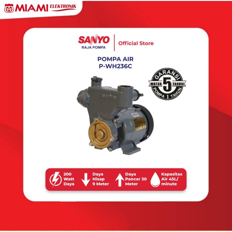 SANYO P-WH236C / PWH236C AC Mesin Pompa Air Sumur Dangkal Non Auto - Shallow Well