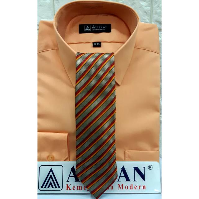 Kemeja Alisan polos warna orange (Jingga) + dasi