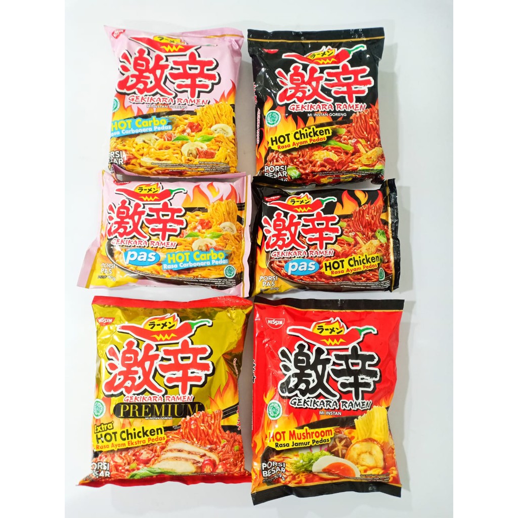 

Nissin Gekikara Mie /Goreng Premium/Hot Mushroom/Hot Carbonara/Hot Carbonara