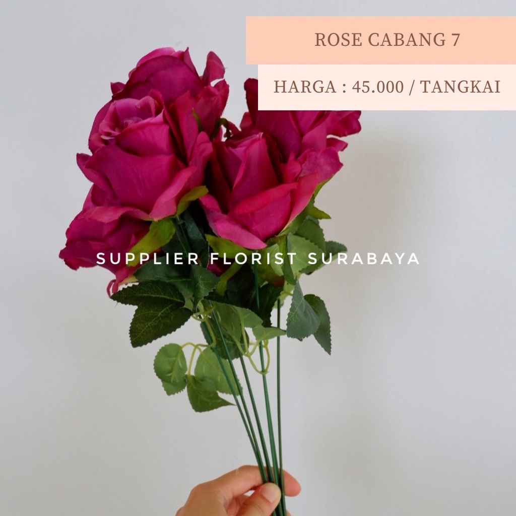 [CABANG 7] MAWAR CABANG 7 BUNGA PALSU ARTIFICIAL FLOWER MAWAR PREMIUM IMPORT BUKET BUNGA MAWAR HIASAN BUNGA IMITASI DIY FLOWER FLORIST