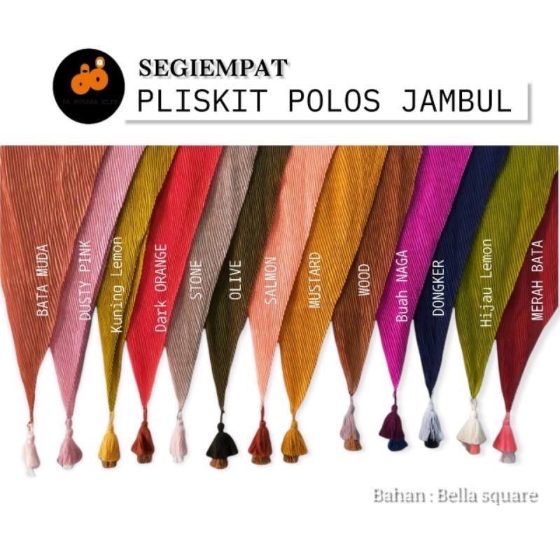 ECER!! Jilbab Plisket Segiempat Bella Plisket Pleated Jambul Segiempat Plisket Jambul / Jilbab plisket macan tasel-1