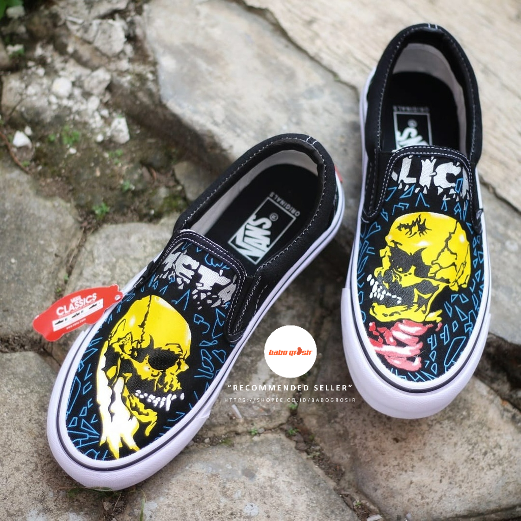 PROMO Sepatu Sneakers Pria, Sepatu Vans Slip On Pria Motif Keren dan Unik Premium Import Quality, Harga Murah, Kualitas Mewah