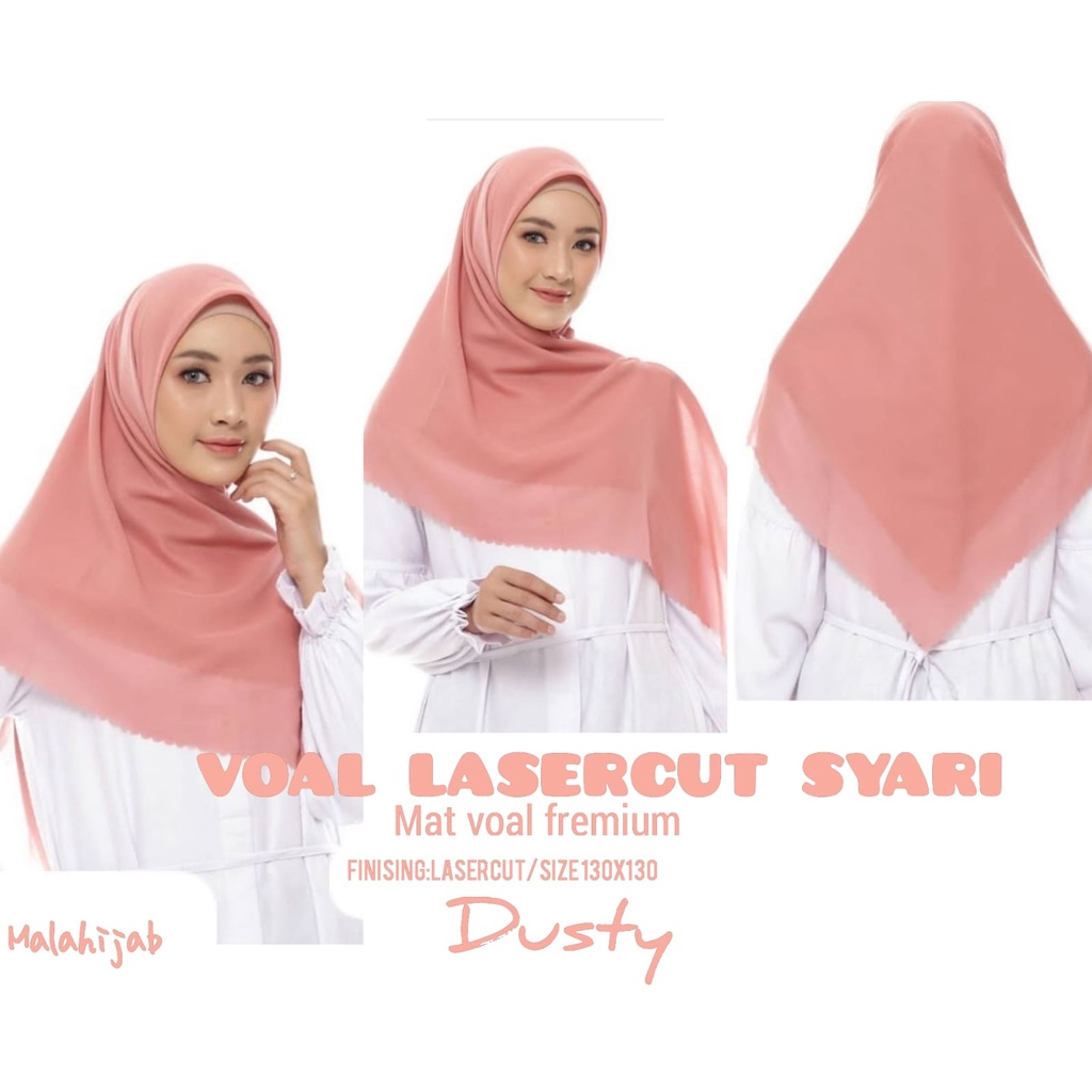 kerudung segi empat jumbo hijab voal polos syari