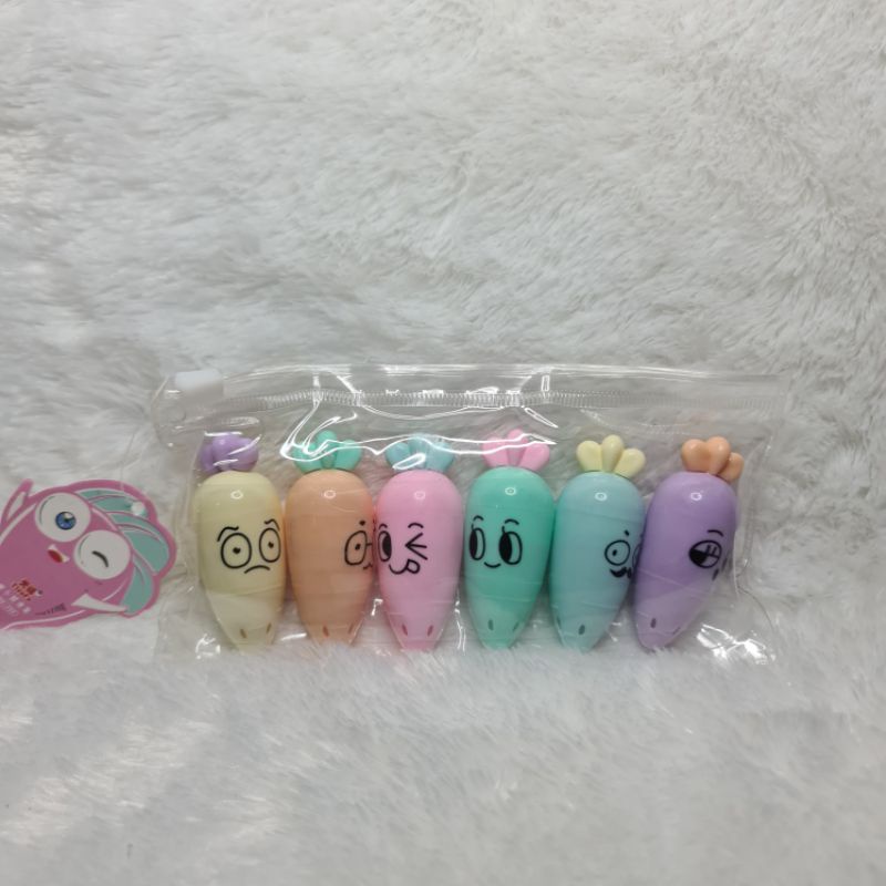 

isi 6 warna stabil / highlighter fancy mini bentuk imut
