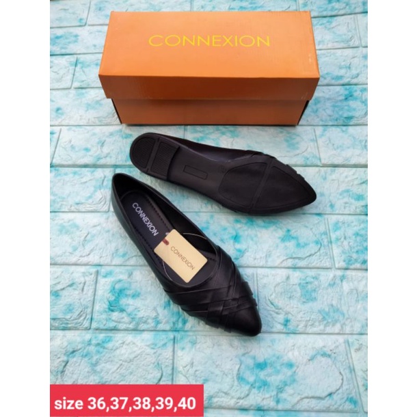 SALE  SEPATU FLAT || FLATSHOES HITAM CREAM TAN CONNEXION ORIGINAL