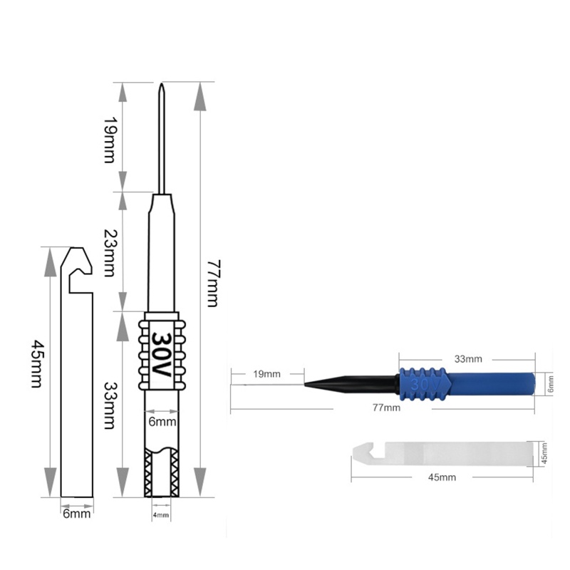 Btsg Test Back Probe Pin 0.7mm on-Destructive Pin Test Probes Pin Isolasi Piercing Jarum Multimeter Test Probe Untuk4