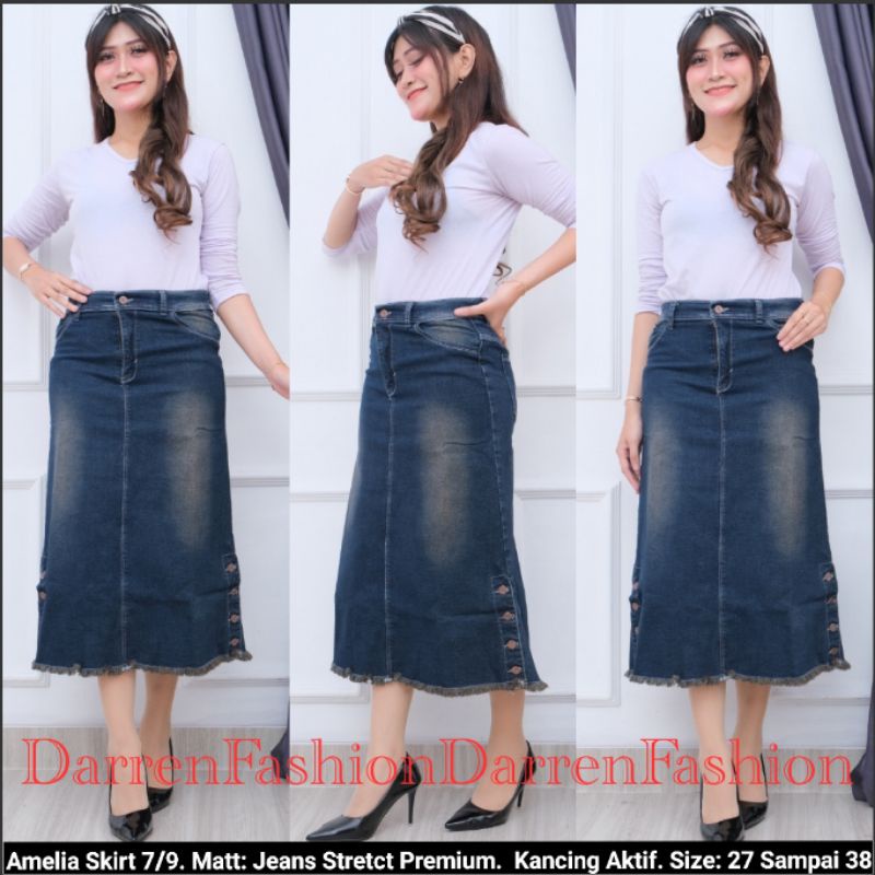 Amelia Skirt 7/9 Jeans Stretch . Rok Jeans Amelia . Rok Jeans Span Stretch Import Jeans