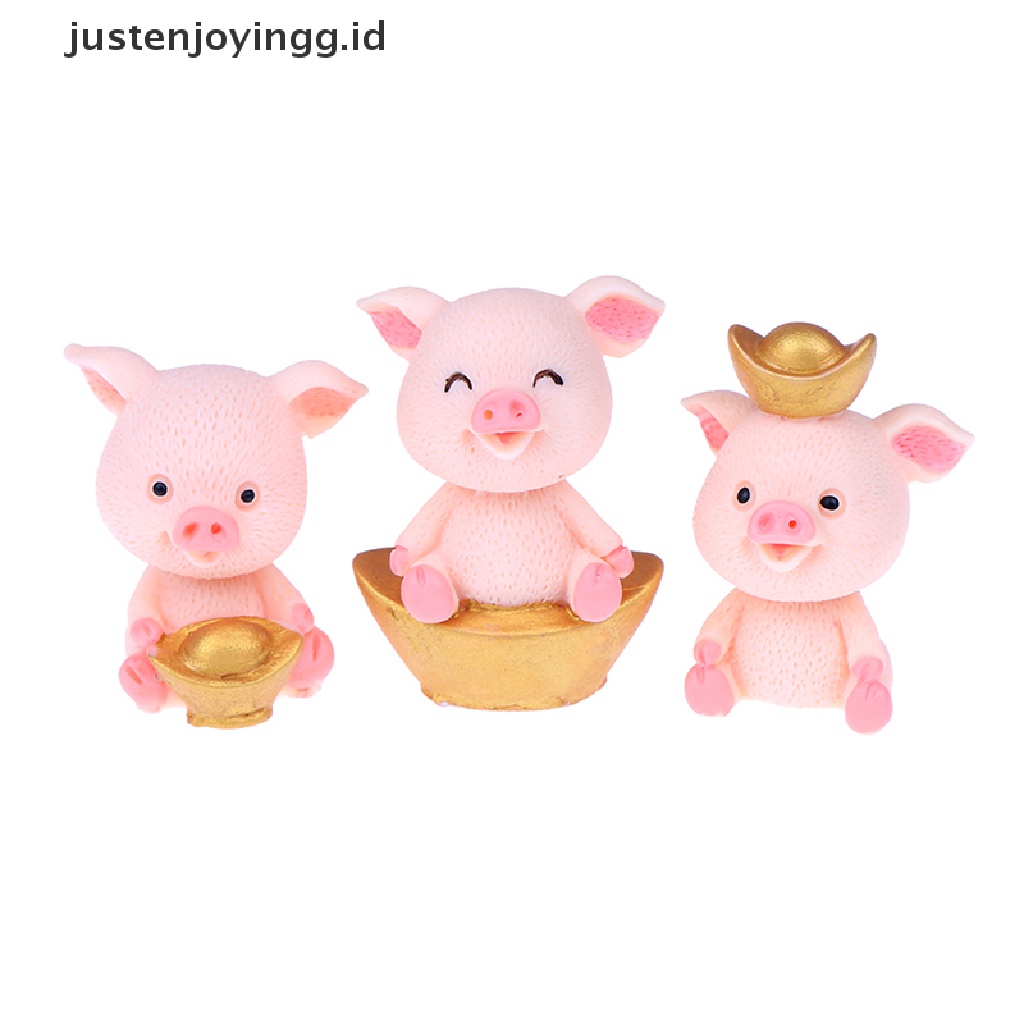 // justenjoyingg.id // Fortune Pig Miniature Figurine Fairy Garden Dollhouse Decor Micro Landscape ~