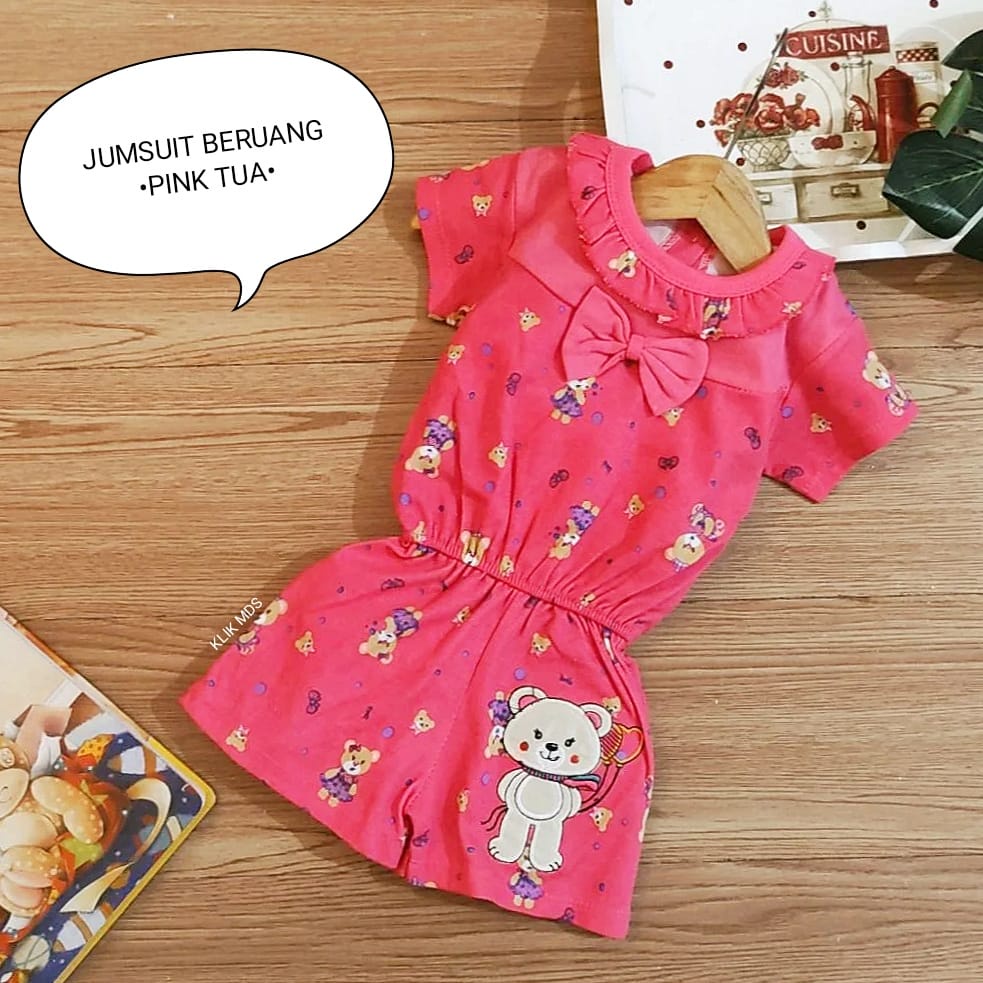 Klik Mds Jumpsuit Baju Bayi Perempuan 0-6 Bulan Motif Beruang Jumsuit Anak Bayi Cewek