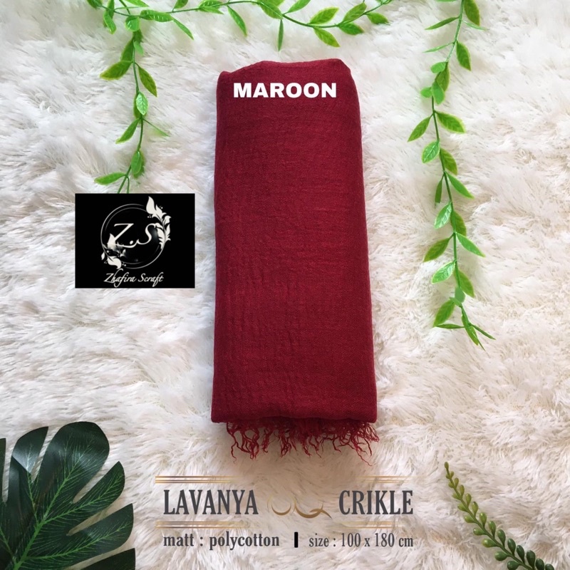 HIJAB Best Seller PASHMINA CRINKLE / CRINCLE - PASHMINA CUTTON CRINKLE / NEGRO / KUSUT-Maroon