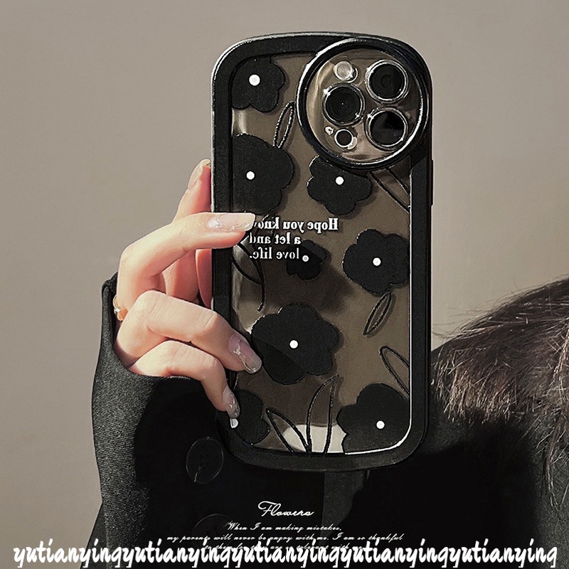 Soft Case TPU Motif Bunga Hitam Misterius Untuk IPhone 13 12 11 Pro MAX 7 Plus 13 8Plus X XR 6 6S 7 8 Plus XS MAX SE 2020