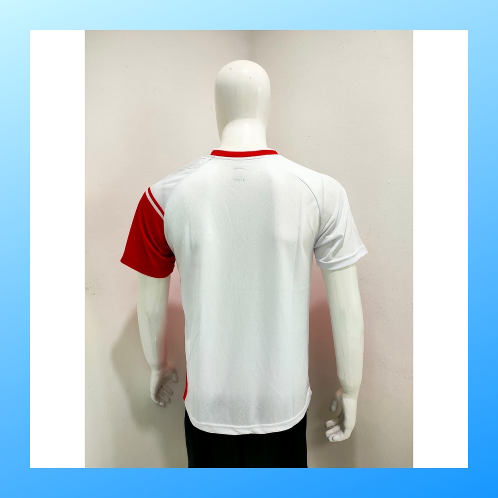 Kaos bulutangkis pria baju badminton atasan jersy wanita dewasa t-shirt outfit seragam kostum jersey olahraga casual suit pakaian jarsey oblong apparel sports jersi sudirman thomas uber cup bulu tangkis L157 putih polos