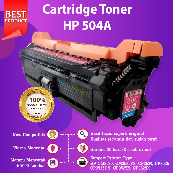 Cartridge Toner Compatible HP 504A CE250A Black Cyan Magenta Yellow Printer CM3530 CP3525