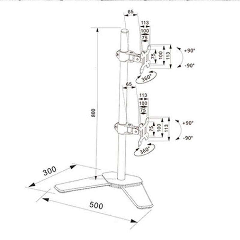 Triple W Vertical Dual Bracket Monitor Stand Base Desk Breket LED LCD