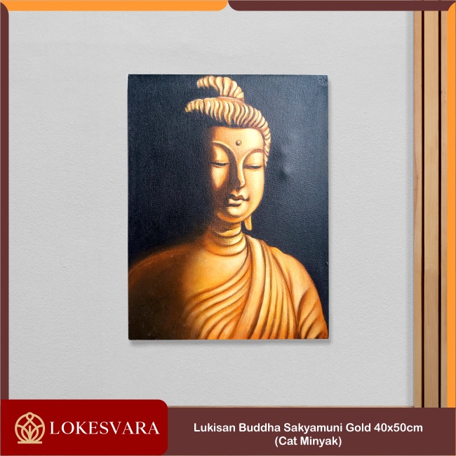 Lukisan Painting Hiasan Dinding Wajah Buddha Sakyamuni Amitabha Guru Padmashambava 40x50cm