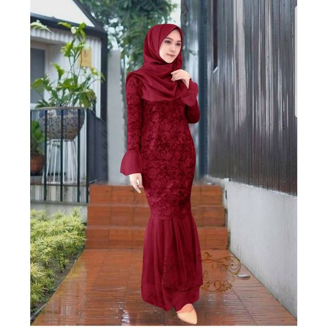 Gamis Syari Maxi Christalia | Brukat Furing Tile