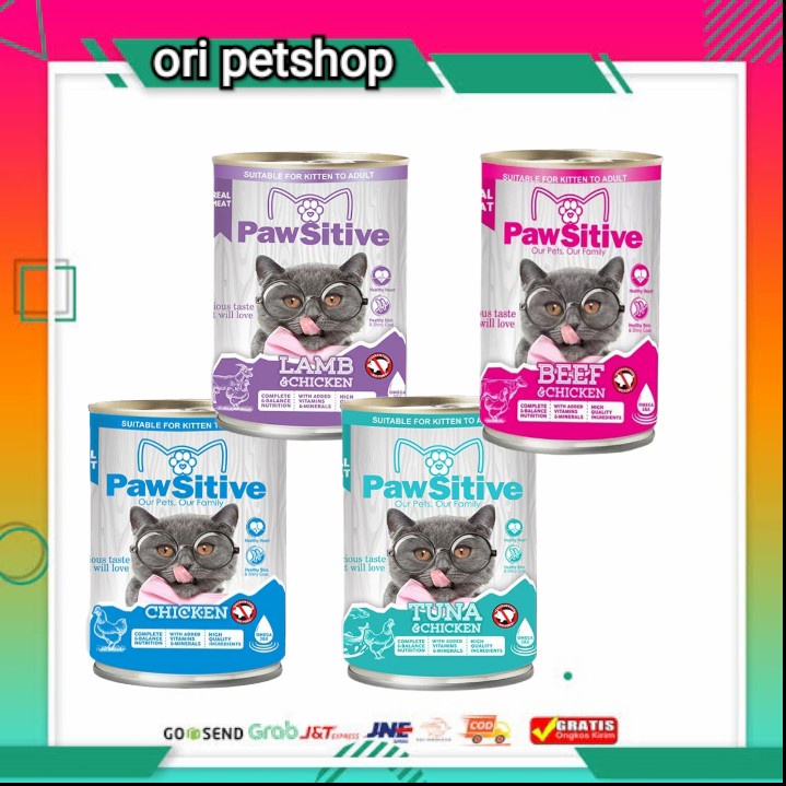 (12PCS) PAWSITIVE KALENG 380 G MAKANAN BASAH KUCING FOR KITTEN ADULT