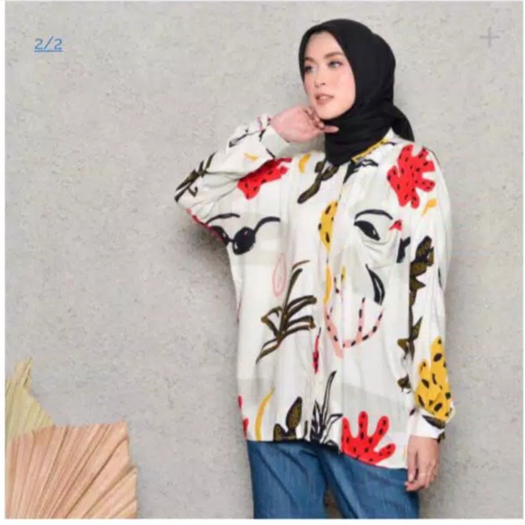 MDLV ~ BM 4103 SEA PLANT SHIRT // ATASAN WANITA // KEMEJA IMPORT // FASHION WANITA IMPORT