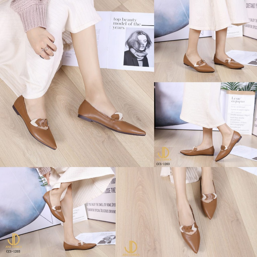 JOSE DAROCA Flat Shoes Kulit Halus # CCS-1203# Original