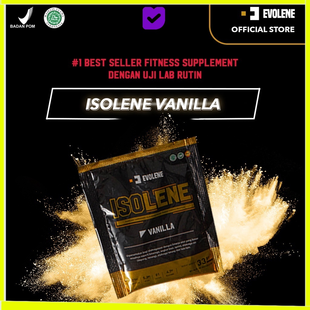 Evolene Isolene Vanilla SACHETAN Defisit kalori - Susu Protein Whey protein isolate BPOM HALAL EVOLI
