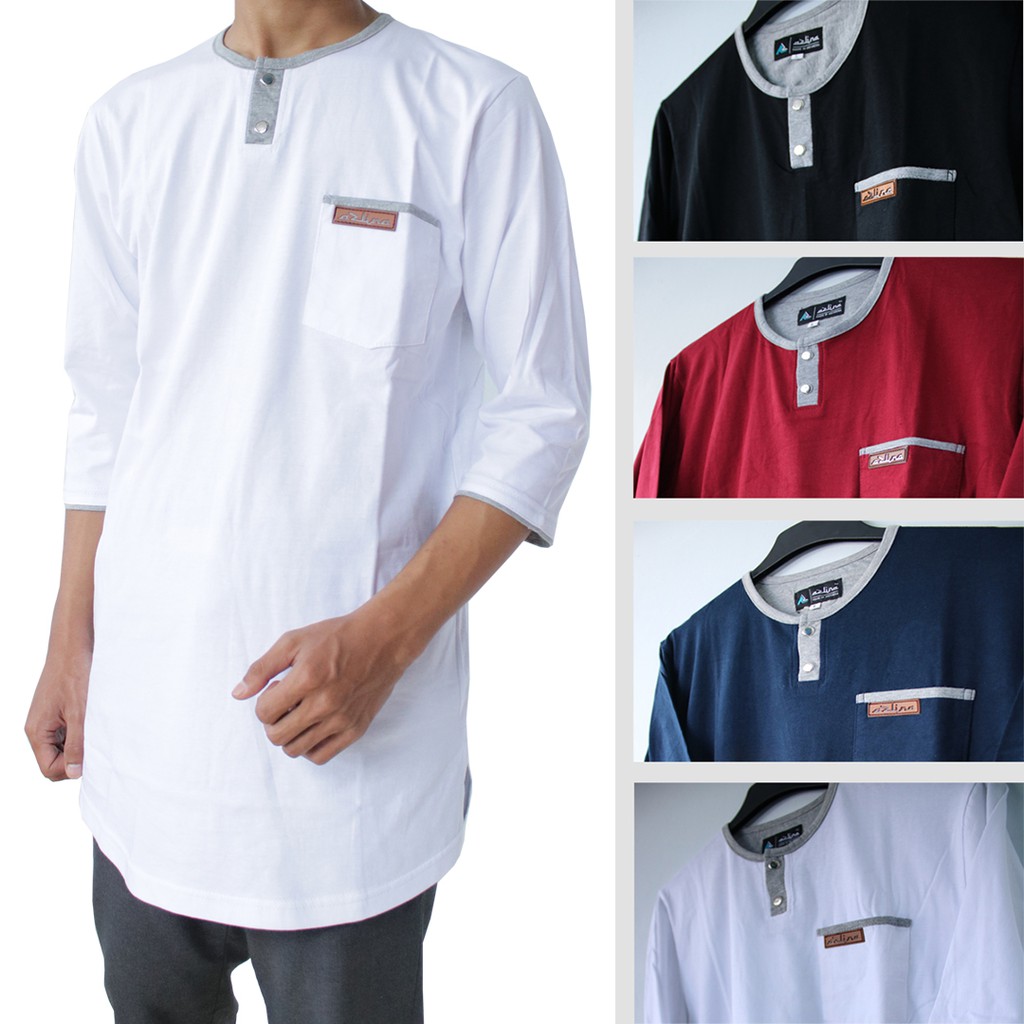 Busana Muslim Pria Koko Kaos Kurta Best Style Muslim Baju Atasan Model Kekinian Bisa (COD)