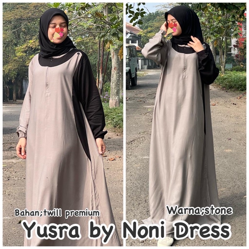 Daster Arab Noni YUSRA Maxi Dress Premium Gamis Twill Syar'i