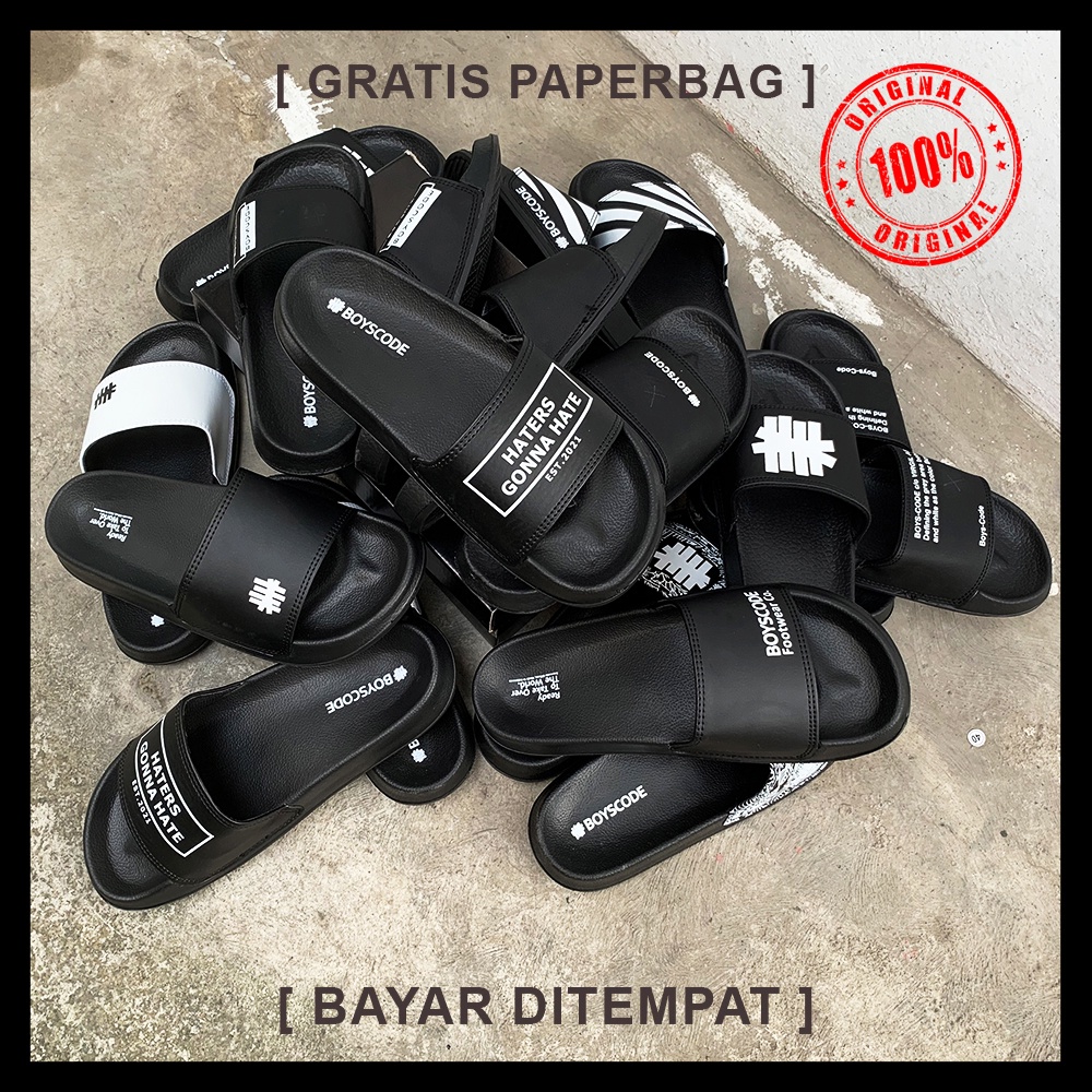 Sandal Selop Distro Pria Boyscode Premium Original + FREE Paperbag / Sandal Slide Pria / Sandal Slop