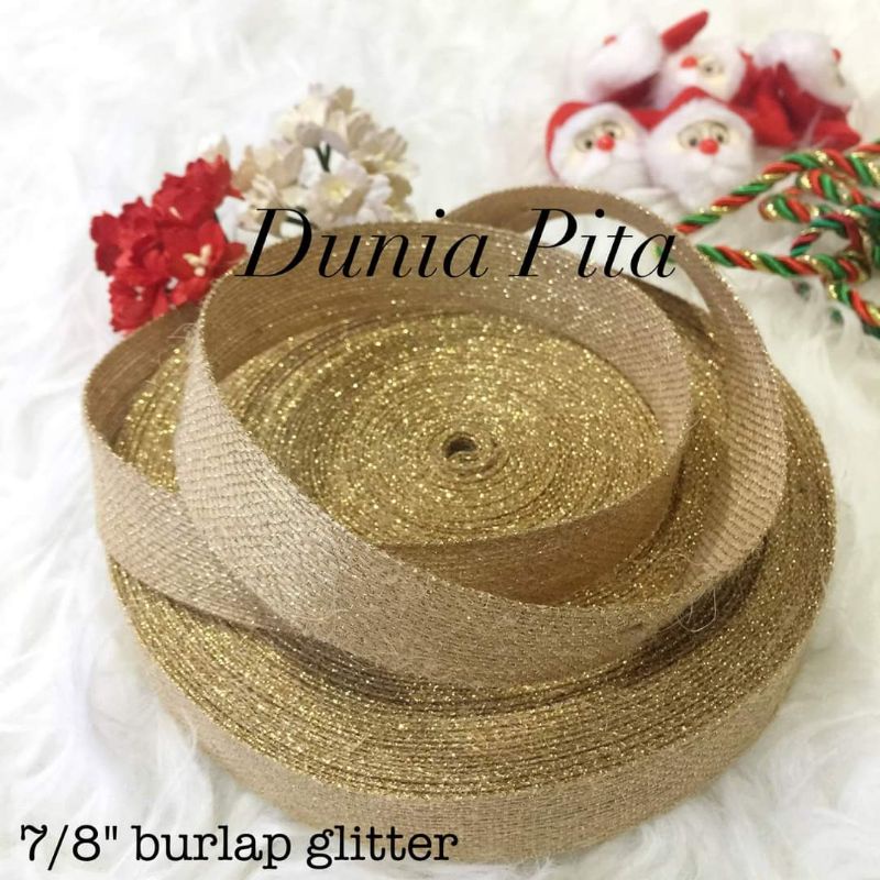 

pita burlap gliiter emas 7/8