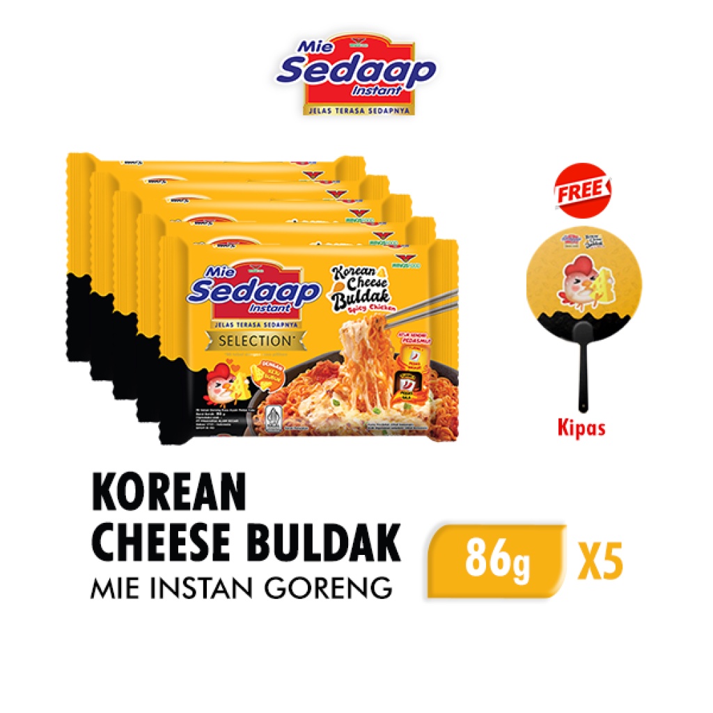 Mie Sedaap Korean Cheese Buldak 86 gr x5 Free Kipas