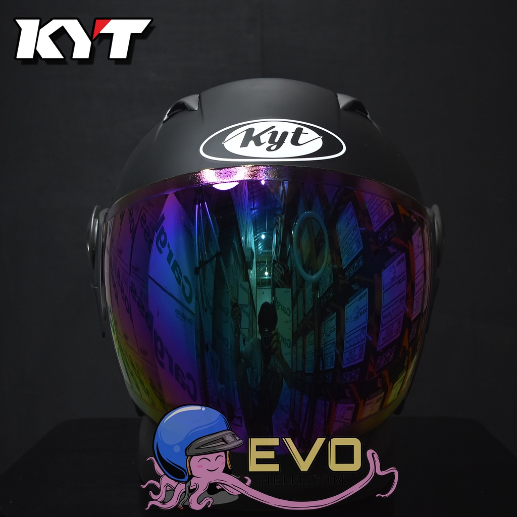 HELM KYT 2 VISION SOLID ORIGINAL - HELM KYT 2VISION BLACK METALIC DOUBLE VISOR