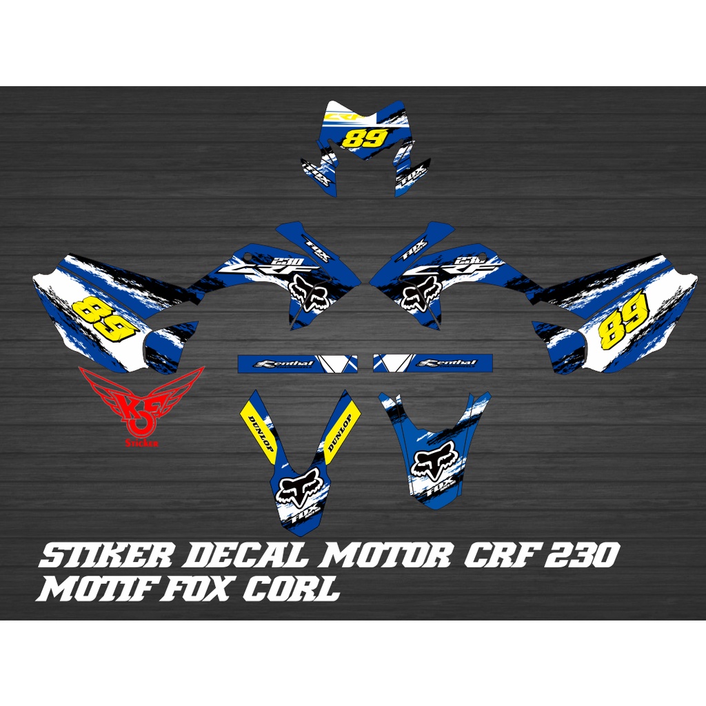 DECAL STIKER / STICKER FULL BODY CRF 230 MOTIF FOX CORL