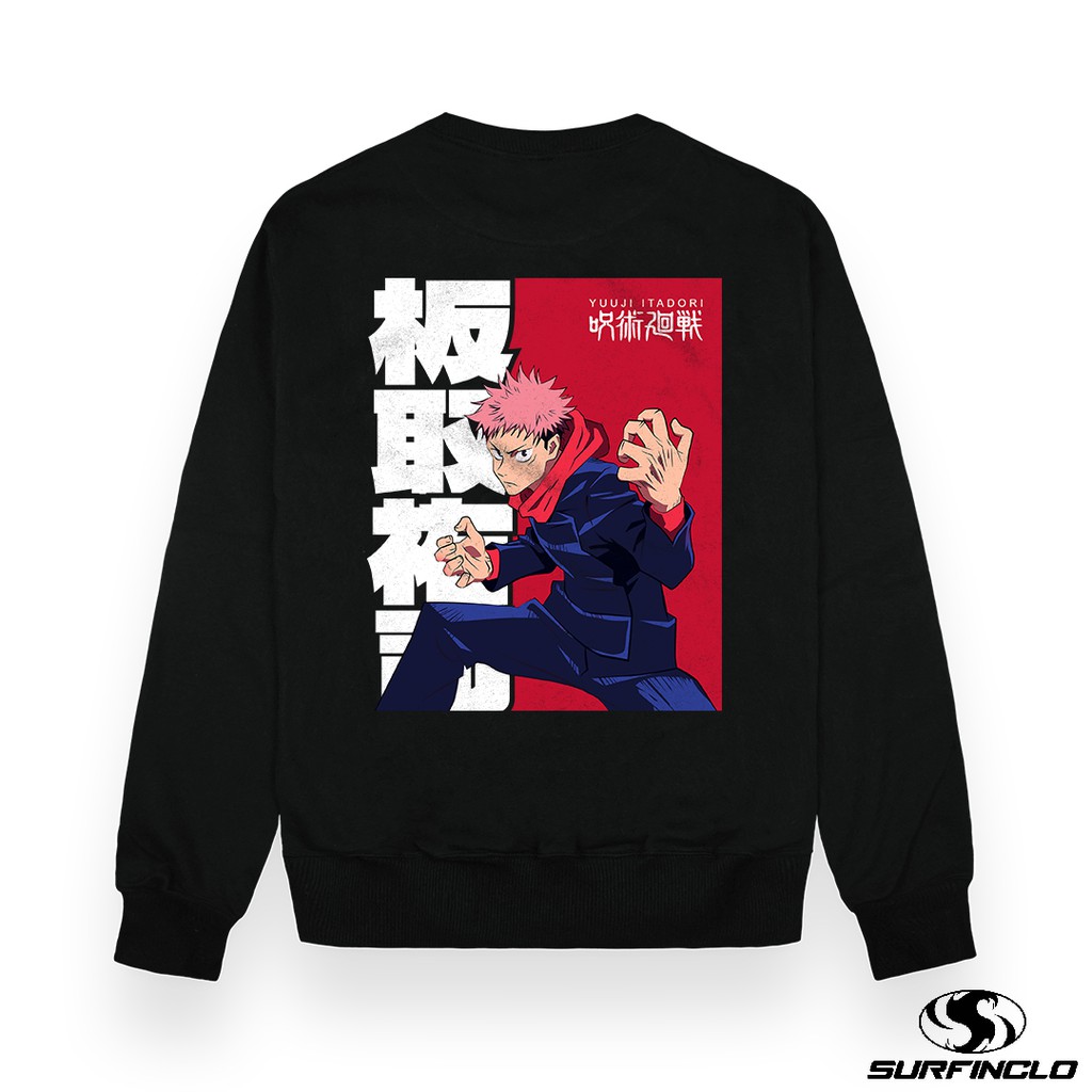 Surfinclo Sweatshirt Sweater Crewneck Yuuji Itadori Jujutsu Kaisen Bahan Katun Fleece