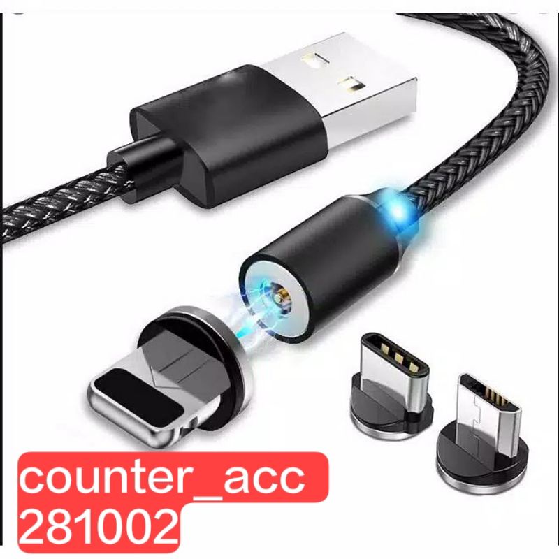Kabel Data Magnetic 3 in 1 X Cable Magnetic Micro Iphone Type-C Kabel Data