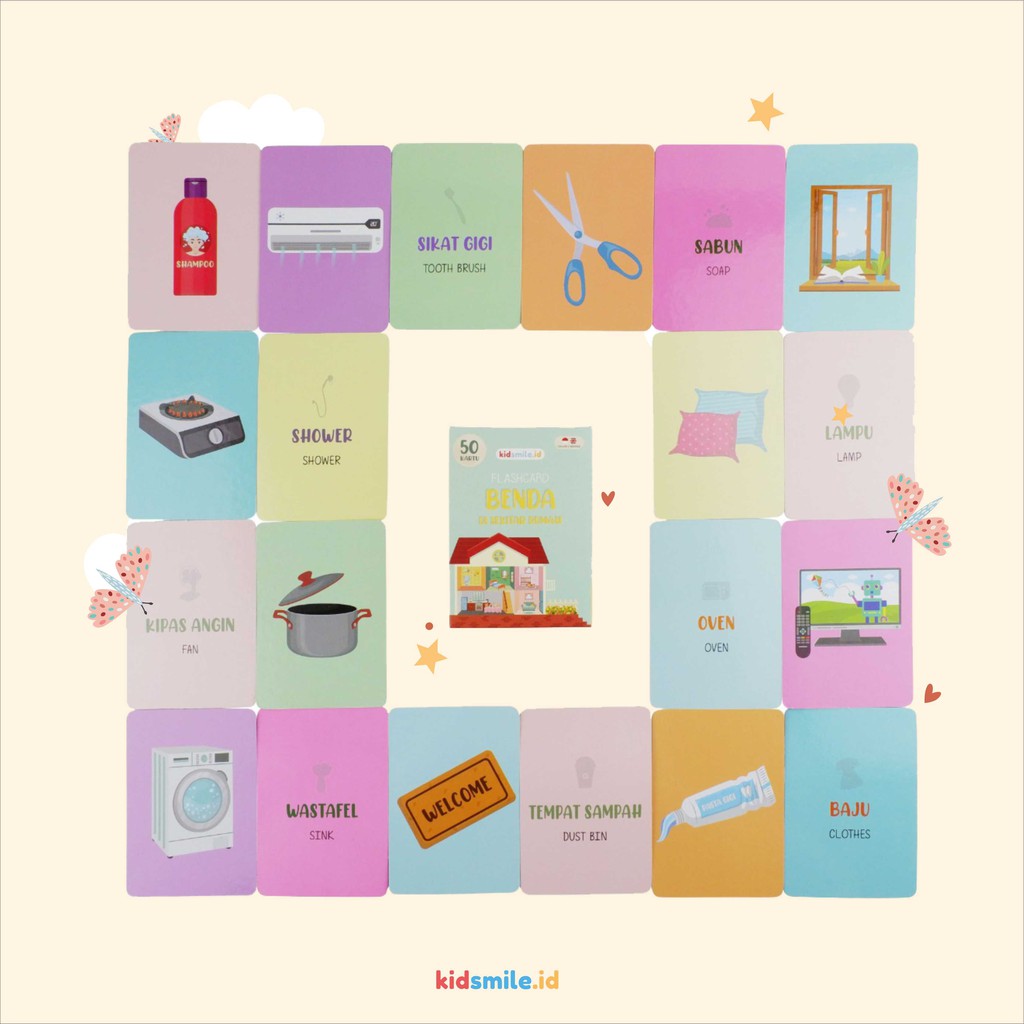 Mainan Edukasi Anak Flash Card Kidsmile BENDA DI SEKITAR RUMAH Flashcard Anak Flash Card Anak