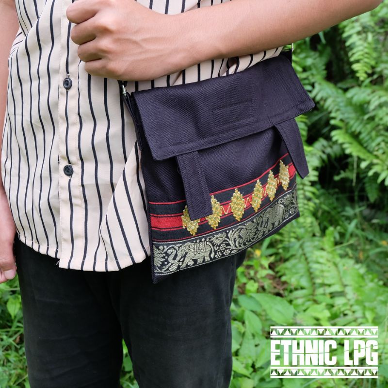 Tas Selempang Tapis | Black Twill Ethnic Horz Tipe SB-BTHOEL | Slingbag Etnik