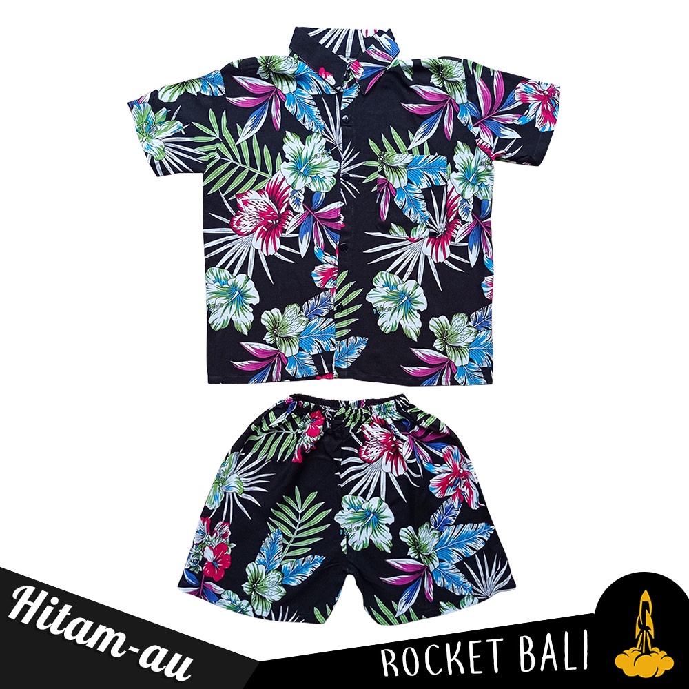 Setelan Anak Laki Laki Hawai - Set Baju Anak Untuk Ke Pantai Motif Bunga-bunga