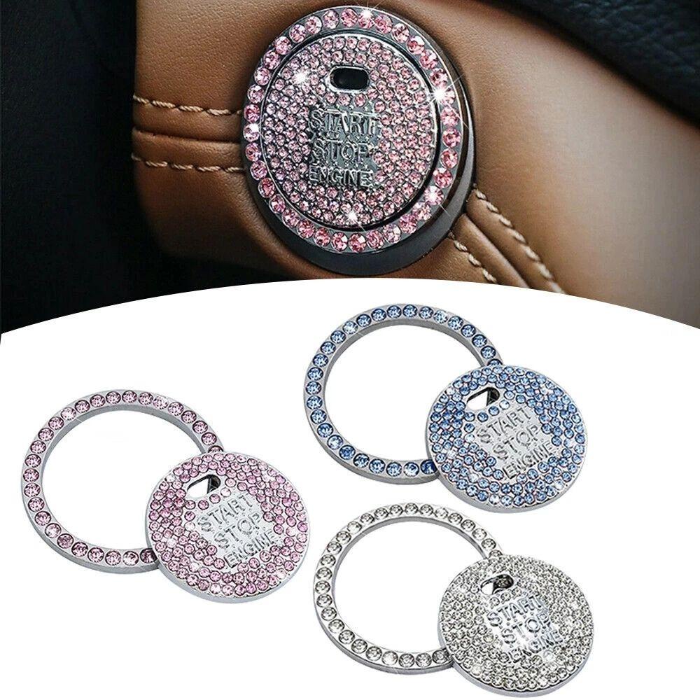 Agustinina Kancing Sarung Pelindung Dekorasi Mobil Stiker Kristal Bling Hias Kristal Dekorasi Mesin Ignition Start