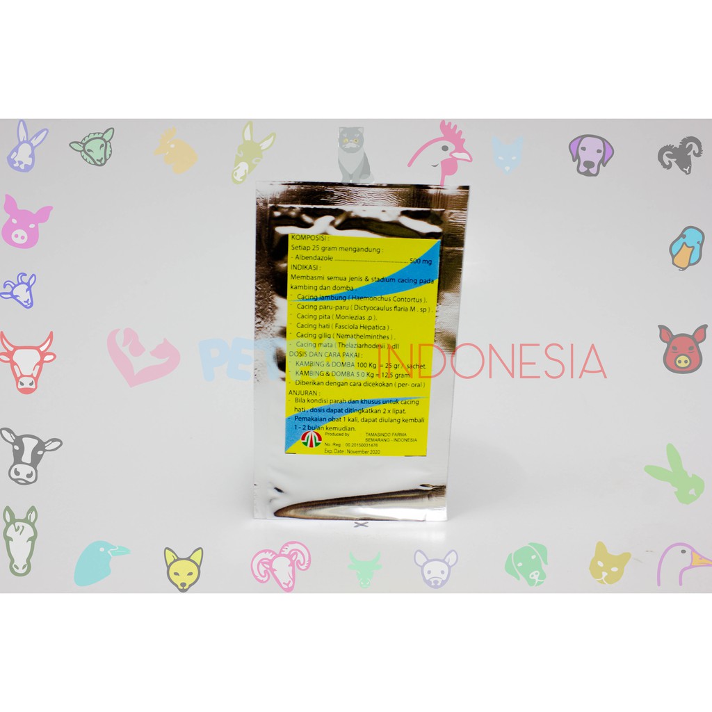 

NEW PITAZOLE Obat Cacing Spektrum Luas Kambing dan Domba 25 gr Tamasindo Farma