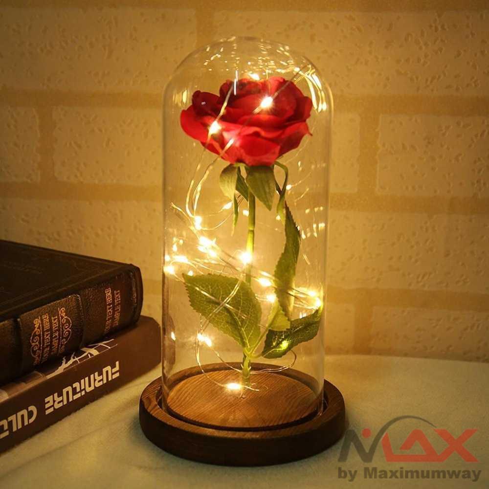 Lampu Bunga Mawar Dekorasi LED Beauty and The Beast Rose Hiasan Ruang Tamu Mewah lampu meja