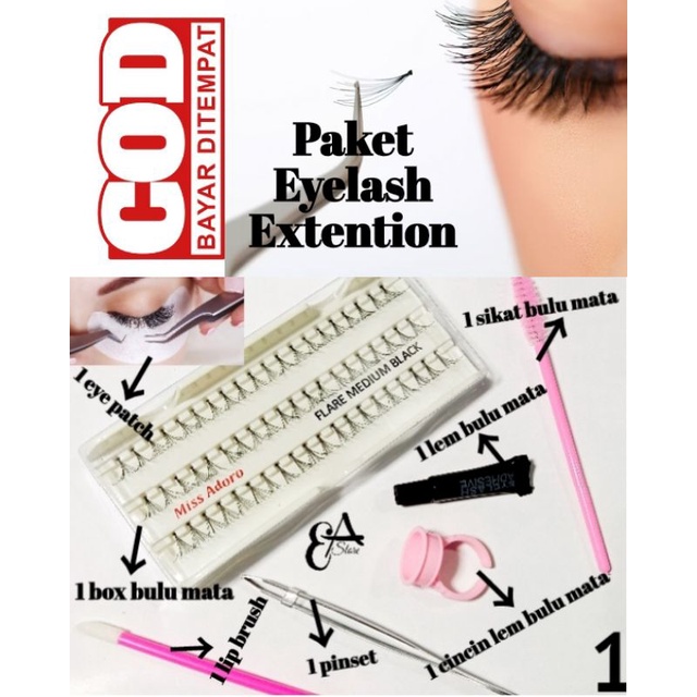 tanam bulu mata/ paket eyelash extention/ bulu mata tanam/ lem bulu mata